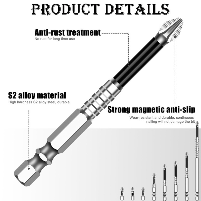 High-Magnetic Screwdriver Drill Bit Set, Strong Magnetic Durability, Anti-Slip Magnetic