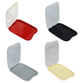 Engelland - 4er Set hochwertige stapelbare Aufschnitt-Boxen, Frischhaltedose für Aufschnitt. Wurst Behälter. Perfekte Ordnung im Kühlschrank - 1x Rot 1x Schwarz 1x Beige 1x Grau