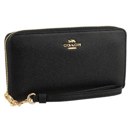 Coach C3441 C4452 Long Zip AROUND WALLET Women's Long Wallet, Wallet, Round Zipper, Leather, Leather with Strap, Black