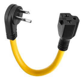 [4-in-1] Flat 12AWG 15 Amp Household AC Plug to 20 Amp T Blade Adapter, Low Profile 45-Degree Heavy Duty Male to Female Power Extension Cord 1Ft,Nema 5-15P to 5-15R,5-15P to 5-20R,5-15P to 6-15R/6-20R