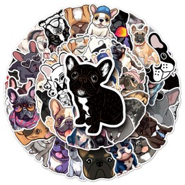 French Bulldog Sticker for Laptop (50 Pieces), Gift for Children, Teenagers, Adults, Boys, French BullDog Waterproof Vinyl Stickers for Scrapbooking, Skateboard, Car, Luggage