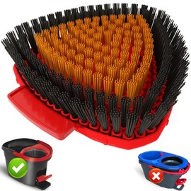 Fatmass Upgraded Spin Mop Replace Scrub Brush Compatible with Vileda Turbo Ocedar Mop System, More Layers of Bristles Great for Kitchen, Deck, Bathroom and Shower Floor Scrubber Head Replacement