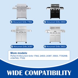 SafBbcue Heat Plates for Monument 4-Burner 41847NG 24367 35633 24633 Gas Grill Accessories, Porcelain Steel Heat Tents for Monument 6-Burner Grills 77352 77352MB Grill Replacement Parts, 4 Pack