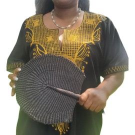 Woven African Handheld Fan, African fan, Church fan, Ankara tv fan, Summer fan, Sports Hand Fan for Men and Women. (M 400)