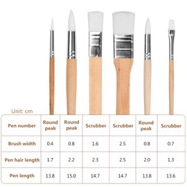 Chstarina Brush Set of 6 Acrylic Brush Set, Nylon Brush Set, Artist Brush, Acrylic Brush, Flat Brush, Watercolour Brush, Artist Brush Sets for Acrylic Paints, Watercolours, Oils, Gouache, Children,