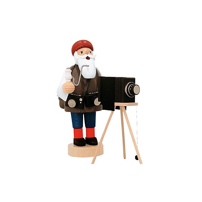 KWO Smoking Men Incense Holder, Photographer, 19 cm, Wood, Multicolour,