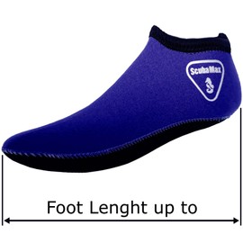 3mm Snorkeling, Scuba Diving Fin Low Cut Neoprene Sock (Blue, XSmall)