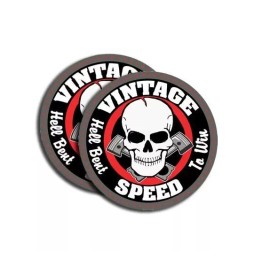 Speed Demon Hot Rod Shop Vintage Speed Skull STICKER  HELL BENT TO WIN 4inch Decal Stickers 2 PACK  768
