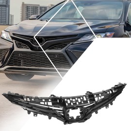 Factory Style Front Bumper Grille Grill w/Badge Slot Compatible with 21-22 Toyota Camry Hybrid LE XLE,Matte Black