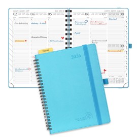 POPRUN Calendar 2026 Weekly Planner 22 x 16.5 cm, 17-Month Diary Ring Binder (Jan.2026-Dec.2026), Book Calendar 1 Week 2 Pages with Soft Cover - Teal Green
