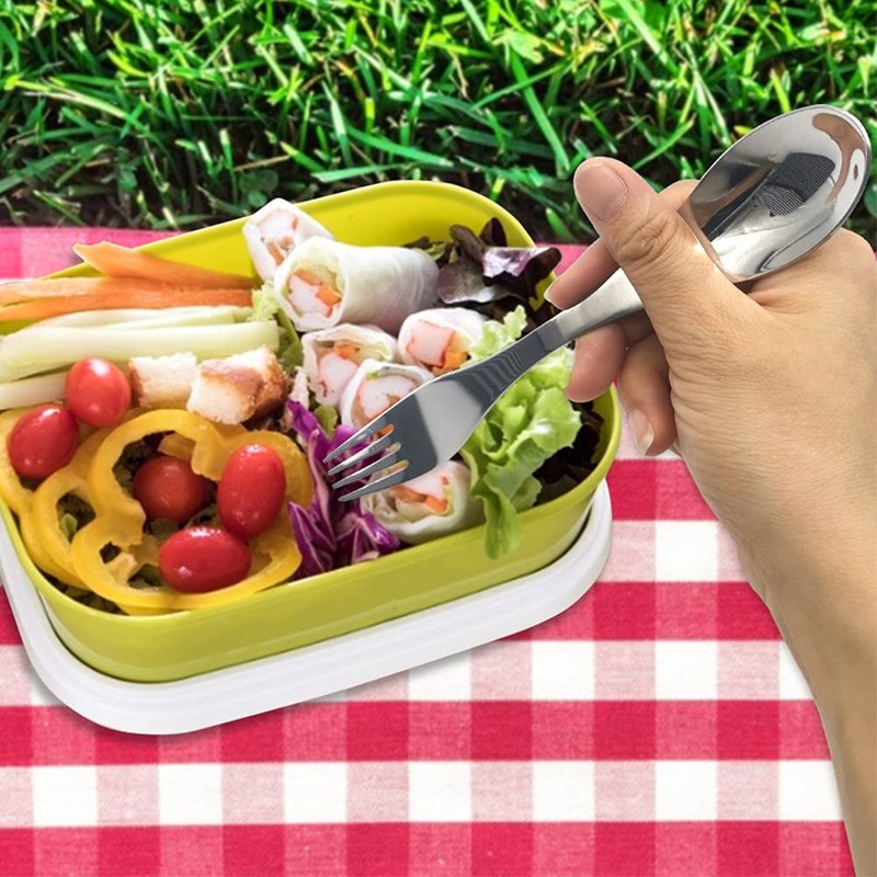 Pack of 2 Portable Stainless Steel Sporks Camping Cutlery Spoon