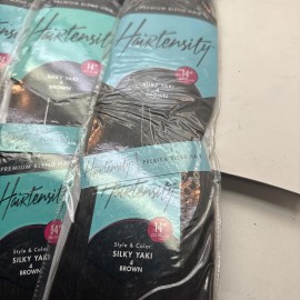 Hairtensity Silky 4 Yaki Brown 14” 100% Human & Premium Blend Hair 4 Pack New!