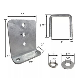 Brickyard (8) 6" Galvanized L-Type Bunk Bracket Kit for Boat Trailer fits 2x3, Heavy Duty