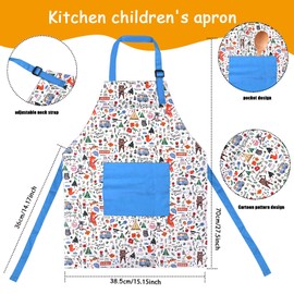 Chstarina Children's Apron Cotton, Adjustable Cooking Apron Cooking Hat Cooking Gloves Kitchen Apron Children's Apron Painting Apron Children Painting Apron Children Baking Set for Kitchen Cooking