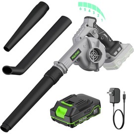 PULITUO Cordless Leaf Blower -20V Electric Leaf Blower Brushless with 2.0Ah Battery&Fast Charger 165CFM-6 Variable Speed Leaf Blower for Lawn Care and Patio - Color: Green (1 Battery)