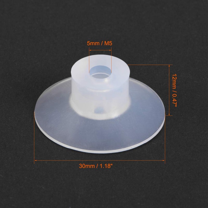 uxcell Suction Cups, 30mm Diameter x M5 Joint Silicone Vacuum