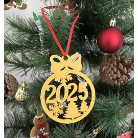 2025 New Year Christmas Ornament Gold Color Hanging Ornament