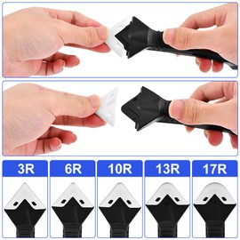 Silicone Caulking Tool, 3 in 1 Caulking Remover Glazing Compound Finishing Tool with 5 Replacement Silicone Scraper Pads, Grout Scraper Kit for Bathroom, Kitchen, Floor, Window, Sink Joint