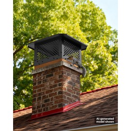 Chimney Cap 14x14 Inch Square Cover: All Weather Easy Assembly Fireplace Chimney Caps for Outside Black Galvanized Steel - Multi Mount Adjustable Rain Caps for Existing Flue Tile & Outdoor Fireplace
