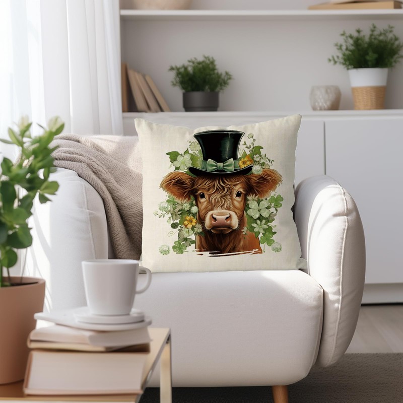 QIONG MENG St Patricks Day Pillow Covers 18x18 Inch Cow