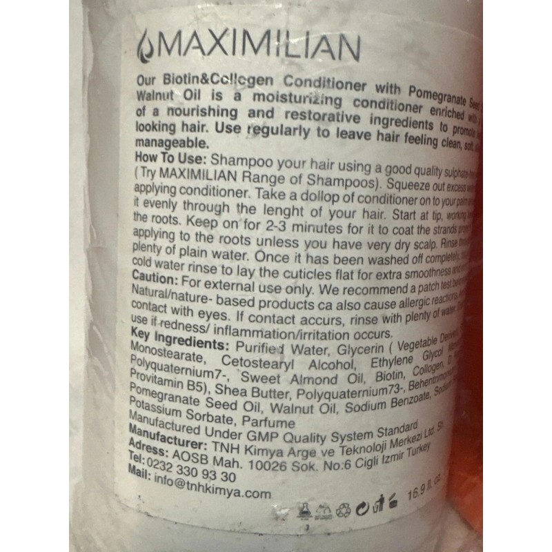 Maximilian Biotin & Collagen Shampoo & Conditioner No Paraben 16.9