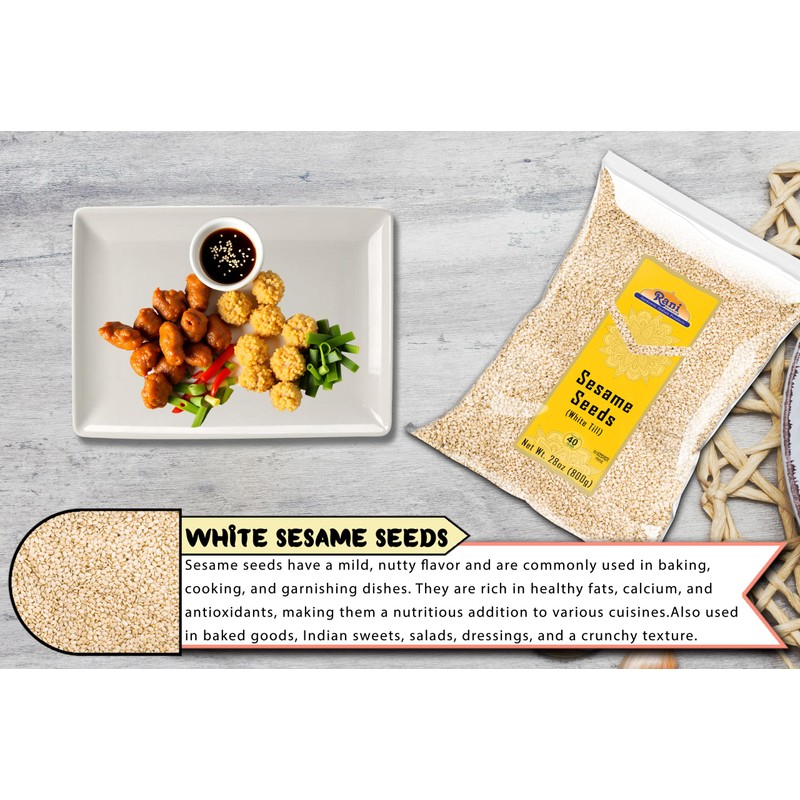 Rani Sesame Seeds Whole White, Hulled (Till) 28oz (800gm) ~