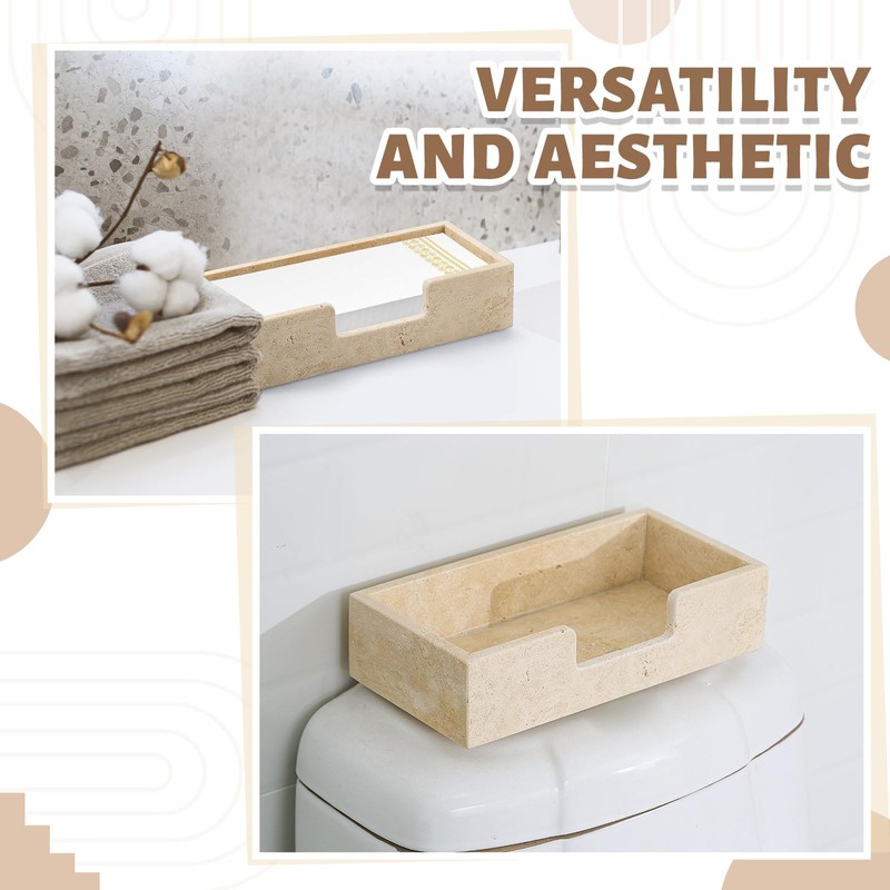 Beeveer Natural Travertine Guest Towel Holder Disposable Napkin Tray Dinner