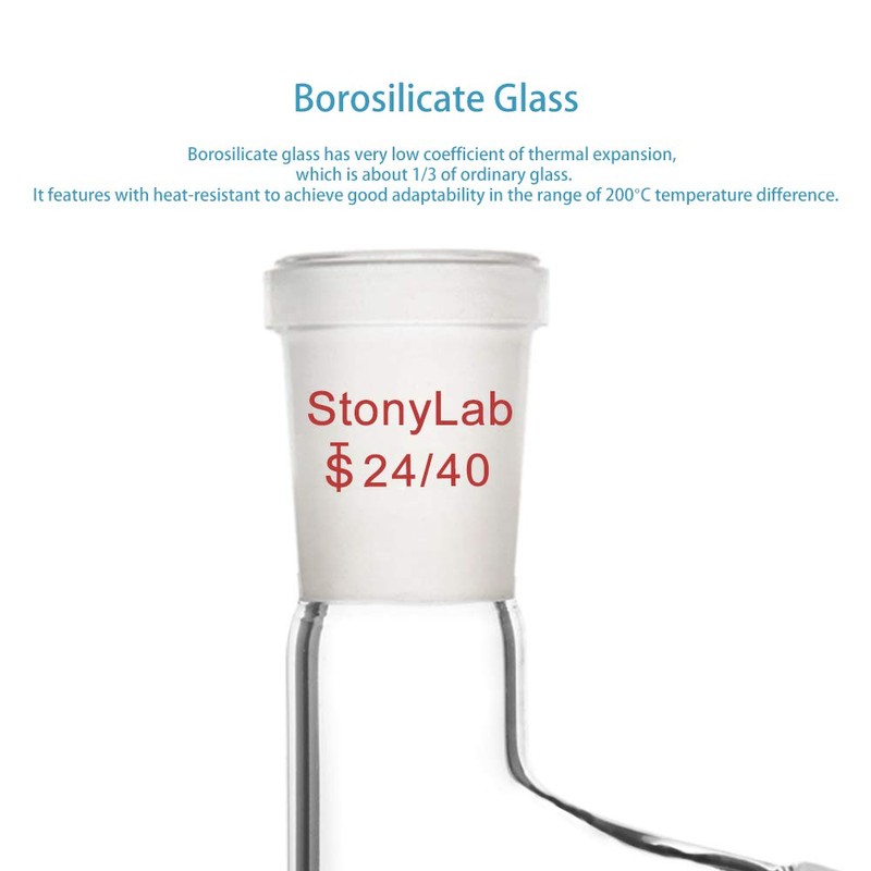 StonyLab Three Way Adapter, 3 Way Distilling Adapter with 24/40