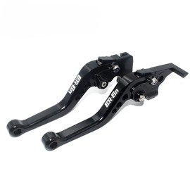 CNC Brake Lever Clutch Lever Set Suitable for Kawasaki ER-6n ER-6f 2006 2007 2008, 6-Way Adjustable, Short, Aluminium, Black