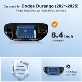 BSTW for 2024 Dodge Durango Screen Protector for 2021-2024 Dodge Durango Uconnect 4 8.4-Inch Touchscreen for 2024 Dodge Durango Accessories Tempered Glass Protective Film