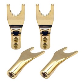 TIGRE BLANC Y Lug Terminal Speaker Plug Y Plug Solderless Solid Copper Copper Conductive 24K Gold Plated