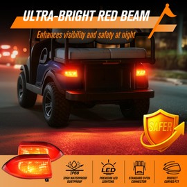 GODCTSUP LED Golf Cart Taillight Kit for Club Car Precedent 2004-Up & Tempo 2018-Up, Driver&Passenger Side Club Car Tail Lights 12V with 3-Pin Plug, Street Legal Rear Lights OEM# 102529001, 102528901