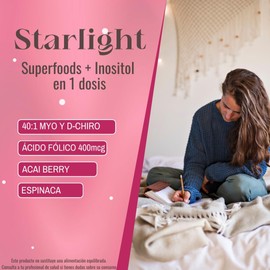 Myo Inositol + D Chiro Inositol 40:1 Superfoods y Ácido Fólico Suplemento Alimenticio para Mujer 30 Porciones
