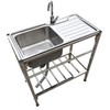 Stainless Steel Kitchen Sink with Faucet, Free Standing Utility Sink