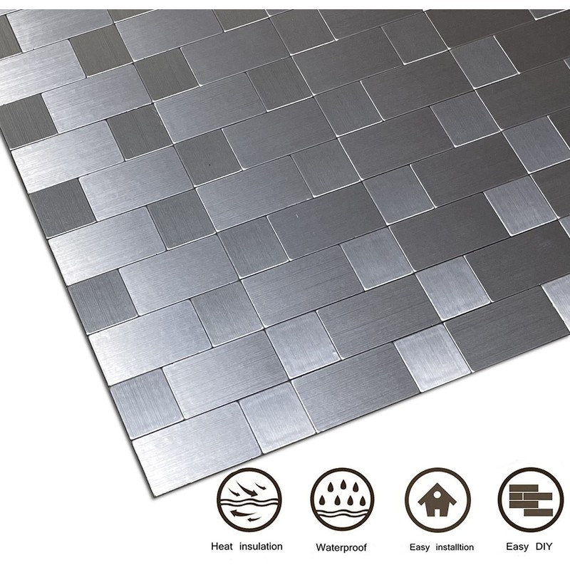YMMXGE 10-Sheet Peel and Stick Backsplash Tile，Self-Adhesive Metal Sticker ，
