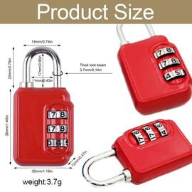 IEBTAWN 1 x Tsa Suitcase Lock, 4-Digit Combination Lock for Luggage, Cable Lock for Travel Suitcases, Bags, Gun Cases and Lockers, Red