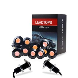 LEADTOPS Eagle Eye LED Lights, 10-pack DIY 12V Ultra thin 23mm Eagle Eye Bulb Fog Tail DRL Daytime Running Lights Yellow Kit for Car Motorcycle (Yellow, Black)