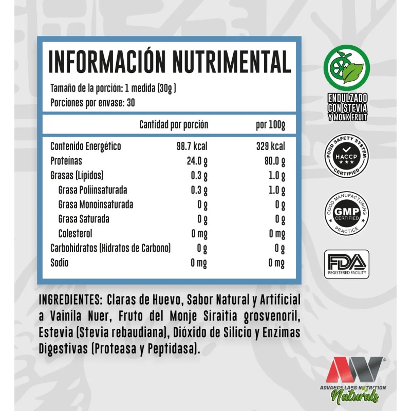 Proteína De Claras De Huevo Deshidratadas Naturals Adv