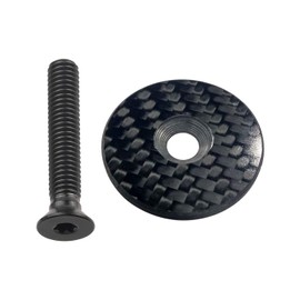 Yaruijia - Tapa para auriculares de fibra de carbono con tornillo de titanio M6 x 35 mm para tallo de bicicleta de carretera MTB de 1-1/8"