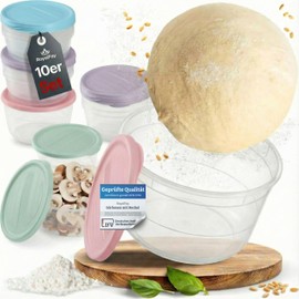 RoyalFay Piccolo Pizza Ball Box Set of 10 - Fermentation Boxes with Lid - Food-Safe Meal Prep Box for Pizza Dough Bales & Ingredients - Stackable, BPA-Free & Made in EU (Colourful)