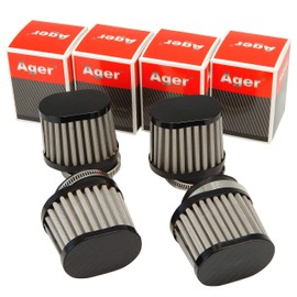 Ager 2.1 inches (54 mm) Oval Power Filter Stainless Steel Black 4 Pieces