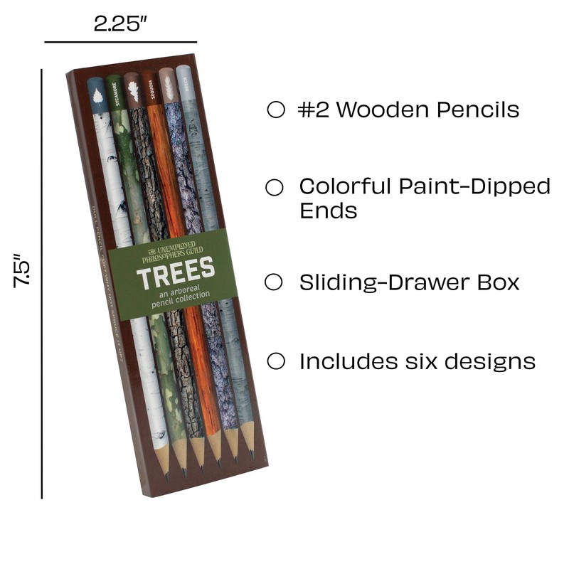 The Unemployed Philosophers Guild Trees Pencil Set - Box Wooden