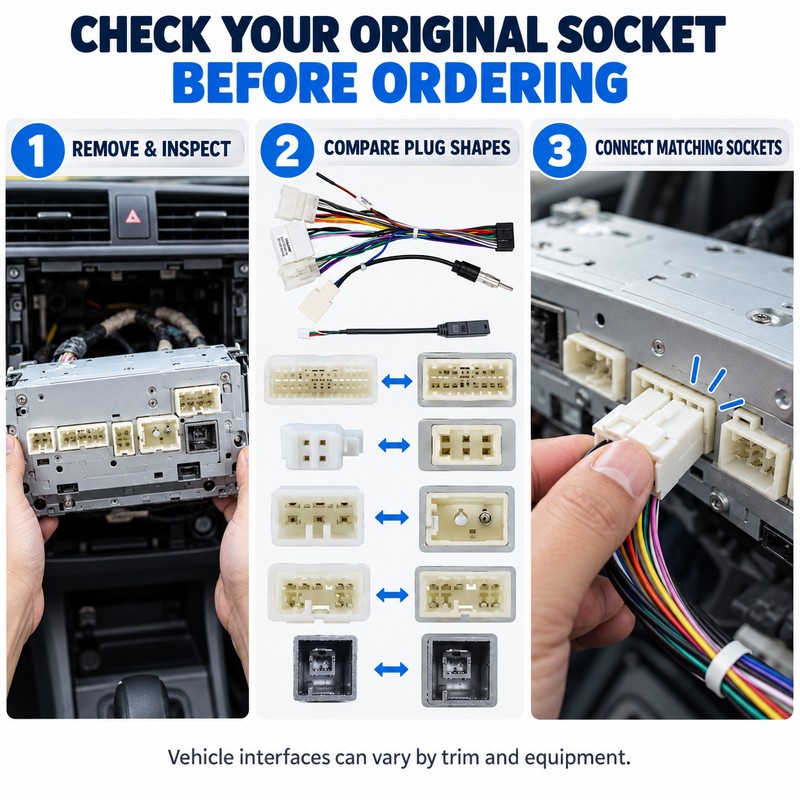 2-Pack Toyota Low-End Car Stereo Wiring Harness Cables, Multiple Vehicle-Specific