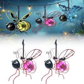 Solar Bees Lights Outdoor, Hanging Bee Solar Garden Light,2025 New Solars Bees Simulation Lights, Waterproof Bumble Bees Solars Light for Party Festivals Garden Decor Birthday Gifts (Pink 2pcs)