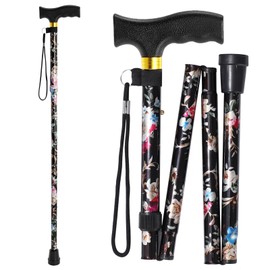 ZIYIZE Walking Cane | Canes for Woman for Stability | Lightweight, 5-Level Height Adjustable and Aluminum Folding Canes for Seniors | Ergonomic Wheeled Handle | Portable Walking Stick Collapsible Cane