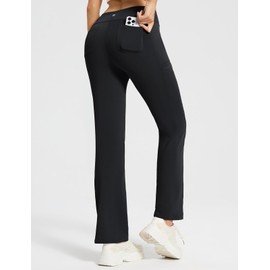 BALEAF Women's Fleece Lined Pants Yoga Pants Winter Thermal Warm High Waisted Dress Work Pants with 6 Black S