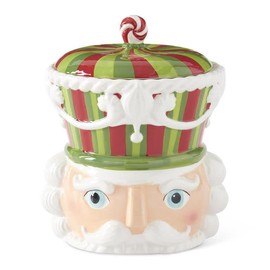 K & K Interiors - Red & Green Nutcracker Cookie Jar - 55039A