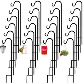 Hicarer 24 Pack 32 Inch Shepherds Hooks Outdoor Plant Hanger Metal Shepherd's Hook Black Garden Bird Feeder Pole for Hanging Solar Lanterns Flower Basket Jars Christmas Lights Wedding Decor