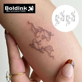 Boldink Semi-permanent tattoos, realistic fake tattoos, last 7-15 days, waterproof non-reflective temporary tattoo stickers, cruelty-free, uniquely designed exquisite packaging（Fish 1）