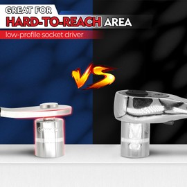 ColumPRO 3PCS Low Profile Socket Lever, 1/4”, 3/8” and 1/2” Drive Breaker Bar, Extra Low Profile Stubby Wrenches Set, Non-Ratcheting, Great for Boats, RV, Off Road Vehicle